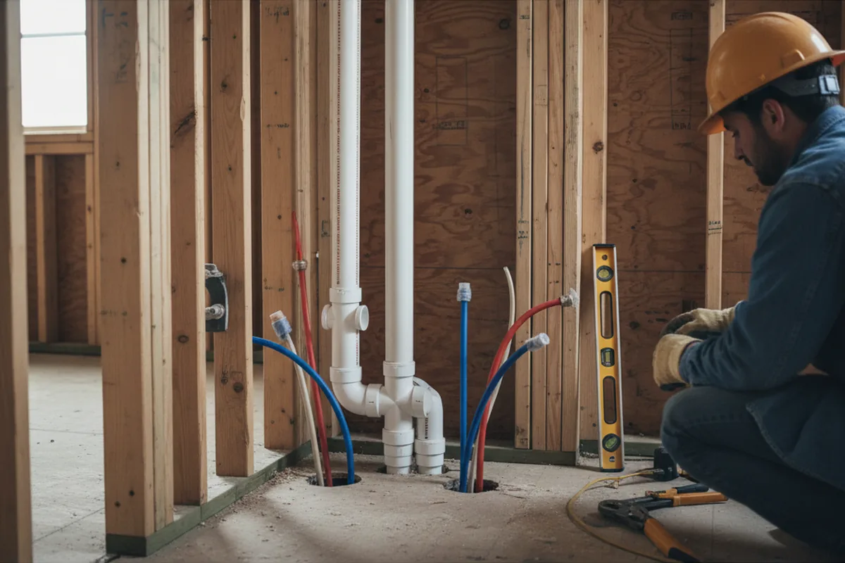 Drain and supply rough-in during Drain Cleaning in Thornville
